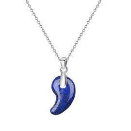 COAI Elegant women's necklace made of 925 silver with pendants made of natural lapis lazuli or malachite, Stone, Lapis Lazuli