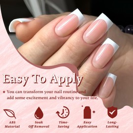EternalClassic White French Tip Press on Nails Long Square Fake Nails, 150pcs French Gel Nail Tips Nude Nail Press ons, Long Press on Nails Square False Nails Stick on Nails for Nail Extension
