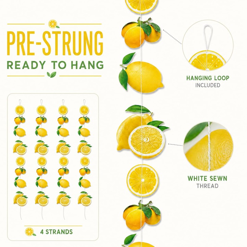 Lemon Party Garland Banner - Tropical Bird Decoration ﻿