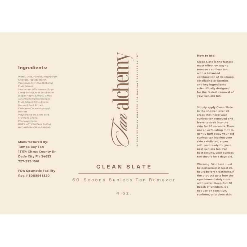 Tan Alchemy Clean Slate Sunless Tan Remover, 4 oz, 60-Second