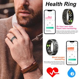 CNBRO Smart Ring Heart Rate Monitor Sleep Ring Fitness Tracker Blood Pressure Step Counter Calories Pedometer Waterproof Health Vintage Smart Rings for Men Women Unique Anillo inteligente