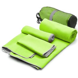 Yostyle Toallas de Microfibra, 3pcs-Toalla de Viaje Deportiva Absorbente, Toalla Secado Rápido Grande Ligera y Suave, con Bolsa Portátil, Toallas para Natacion, Gym, Playa, Baño (Verde)
