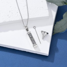 PROESS Rose Urn Necklace for Ashes 925 Sterling Silver June Birth Month Flower Cremation Necklace Ashes Keepsake Jewelry for Women Men