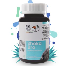 Eiyo Bros Suplemento Shoka Bro 60 cápsulas veganas con 1.5 billones UFC, Carbon Activado Vegetal, Probióticos, Prebióticos, Inulina de Agave, Enzimas Digestivas