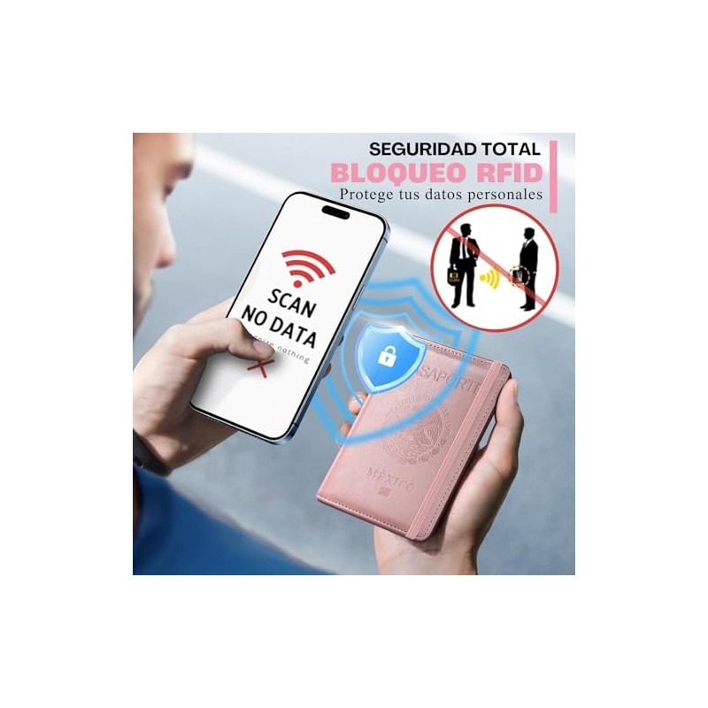 Porta Pasaporte y Visa Mexicano Funda Pasaporte con 10 Compartimientos