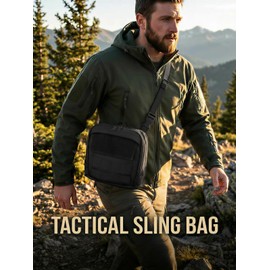 Small Tactical Messenger Bag for Men, 8.5" Shoulder Sling Waist Carry Black