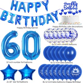 Balloons 60th birthday decoration man blue happy birthday 60th birthday party decoration set 60th birthday decoration men 60th birthday men decoration blue foil balloons 60th birthday men decoration (60)