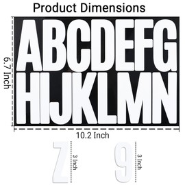 YIKTUNQ 3 Inch Letter Number Sticker, 188 Pieces Self-Adhesive Waterproof & Tear-Resistant Large Capital Alphabet Stickers for Mailbox,Outdoor,Garden and Office,White