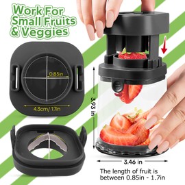 Stainless Steel Fruit & Vegetable Cutter - Detachable Bite Size Food Cutter for Toddler - Quickly Making Fruit & Vegetable Salad (Black)