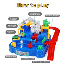 Basamou Car Toy Race Tracks from 3 4 5 6 Years Boys Girls Track Cars Toy Adventure Car Park Includes 2 Toy Cars, Gift for Boys Children (4 Buttons)