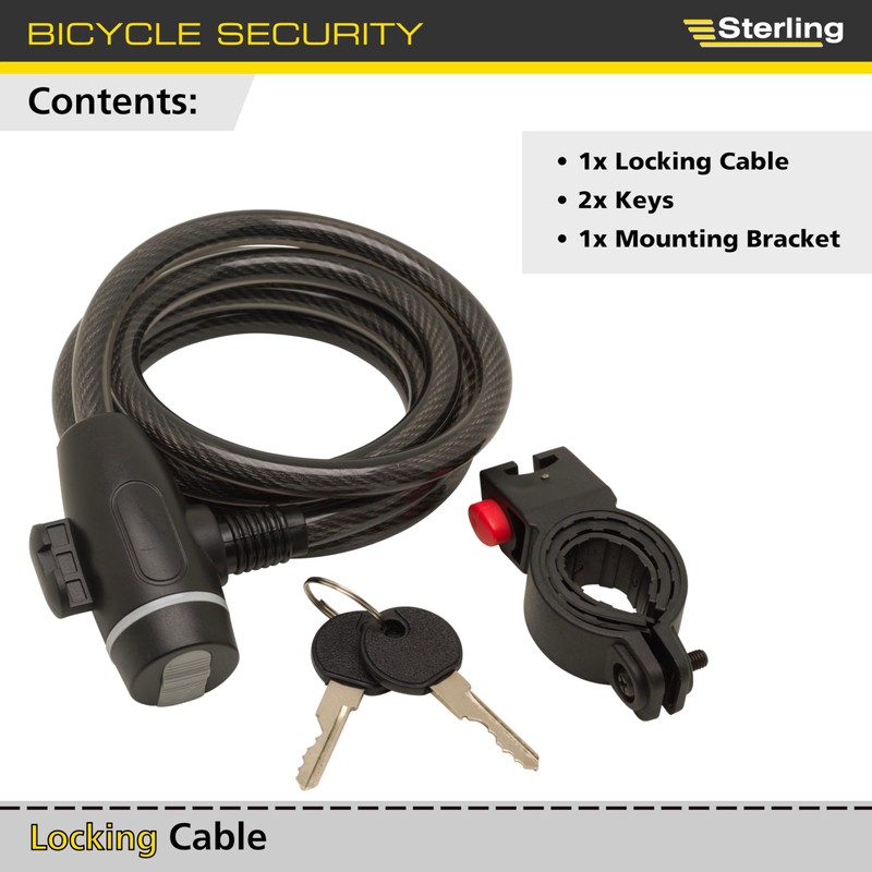 Sterling 1018K Self Coiling Locking Cable & Bike Mounting Kit,