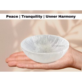 Selenite Crystal Plate Bowl to Charge your Healing Stones - Bowl 4" Inch Round
