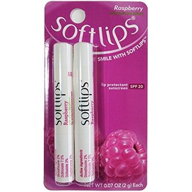 Softlips Lip Protectant sunscreen SPF 20, Raspberry with Green Tea Extract 2 ea