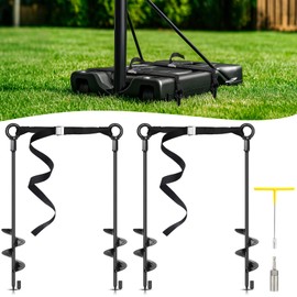 Tinnmao Basketball Hoop Anchor Tie Down Kit High Wind, 18'' Heavy Duty Steel Basketball Goal Anchors with Adjustable Straps for Secure and Durable Court Setup for Mounting Trampoline Swing Tent