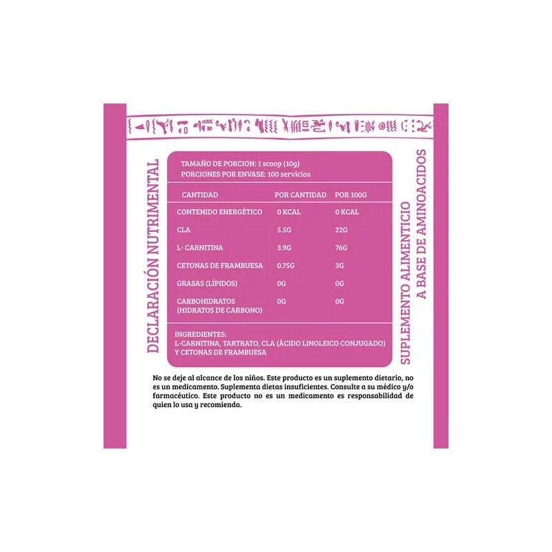 Cla Carnitina 1kg Hathor Suplements 100 Servicios Sabores