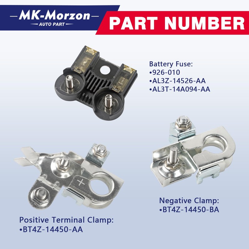 AL3Z-14526-AA Battery Fuse Terminal BT4Z-14450-AA BT4Z-14450-BA Positive & Negative Battery