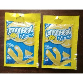 Lemonhead Ropes 3 oz LEMON Flavored Filled Ropes Candy (Lot of 2) BB 02/2026