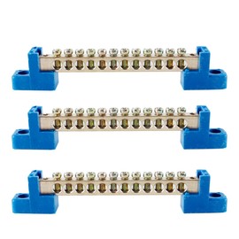 Gorise 3pcs 12 Positions Terminal Bus Bar Terminal Block Brass Wire Screw Grounding Strip Bus Bar Block