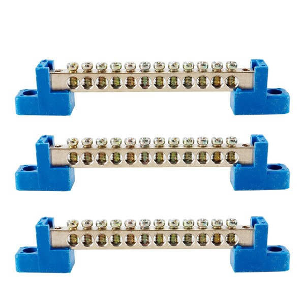 Gorise 3pcs 12 Positions Terminal Bus Bar Terminal Block Brass