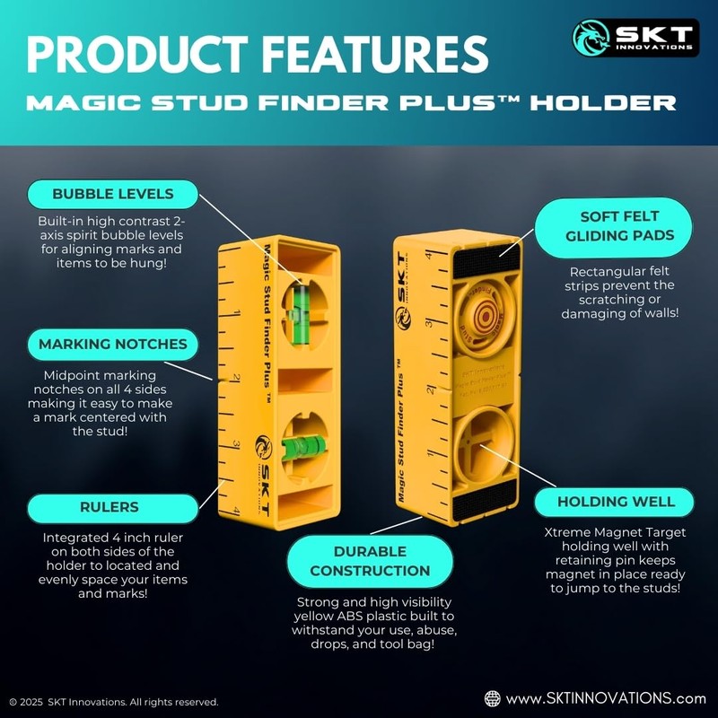 Magic Stud Finder Plus – 3-in-1 Magnetic Stud Finder with