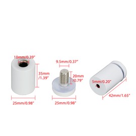 Alise 1"x1-2/5'' White Sign Standoff Screws,Wall Mount Glass Standoff Advertising Nail for Acrylic Picture Frame Glass Signs Hanging,Stainless Steel Sign Mounting Bracket Hardware,QS525W-4P,Pack of 4