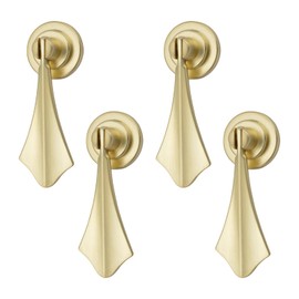 MOROBOR Teardrop Cabinet Pulls,4pcsSolid Brushed Pendant Handles Knob Zinc Alloy Handles Knobs with Mounting Screw for Cabinets Drawer Door Furniture Decorative(Streamlined Leaf Shape)