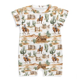 Western Cowboy Horse Baby Bodysuit Boy Vintage Cactus Barn Farm Romper Wild West Bodysuit Clothes Wild 18-24M