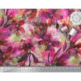 Soimoi Pink Cotton Canvas Fabric Floral & Texture Fabric Prints by Yard 42 Inch Wide