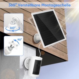 HISUEKIG Surveillance Camera Solar Power Charger, Camera Solar Panel 360° Adjustable IP66 5V 6W Shingles Monocrystalline Solar Panel with 9.8 Foot Cable for Outdoor Use