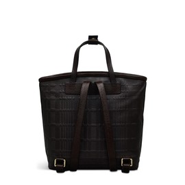 RADLEY London Bridgewater 2.0 Women's Medium Check-embossed Leather Ziptop Backpack Bag, Dark Brown