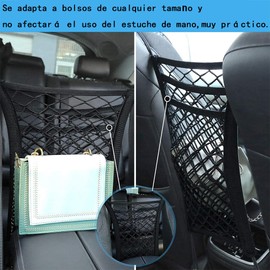 Azuldimen Organizador de Malla para automóvil con 3 Capas, Bolsillo de Red Universal para automóvil Entre los Asientos, Barrera de Red para el automóvil para el Asiento Trasero de los Perros, niños