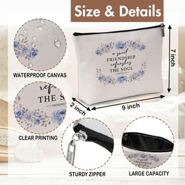 Christian Gifts for Women, A Sweet Friendship Refreshes the Soul Makeup Bag, Small Cosmetic Bag, Friendship Birthday Gifts for Women Friends, Waterproof Canvas Makeup Bag Travel Essentials-D18