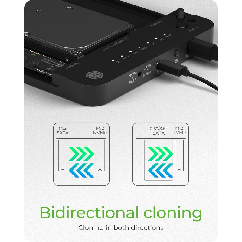 ICY BOX M.2 NVMe & SATA SSD/HDD Docking Station, USB-C