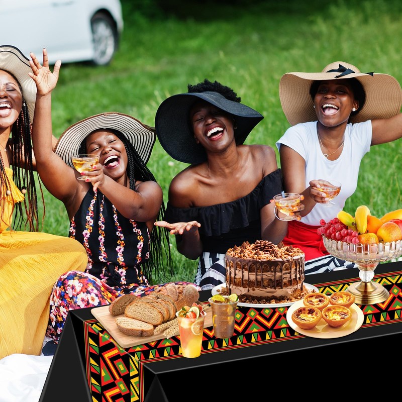 Kinlop 3 Pcs Black History Tablecloth 108 x 51 Inch