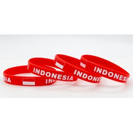 LLBFHH 4 Pcs Indonesia Indonesian Country Flag Rubber Bracelets, National Flag Silicone Bracelet, Rubber Wristbands Patriotic Decorations Gift