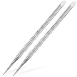 Luxshiny 2Pcs Stainless Steel Cuticle Pusher Tool Dual-End Nail Polish Remover Manicure Pedicure Nail Art Care for Fingernail Toenail