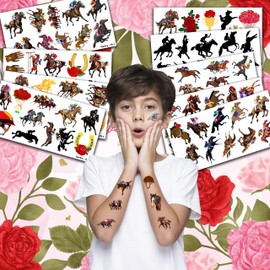 100 PCS Kentucky Derby Temporary Tattoos Themed Birthday Party Decorations Supplies Favors Décor Horse Racing Run For The Rose Tattoo Stickers Gifts For Game Boys Girls Classroom School Prizes Reward