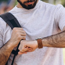 ANNEFIT Canvas Watch Band 22mm, Denim Fabric Quick Release Watch Strap for Men Women (Brown)