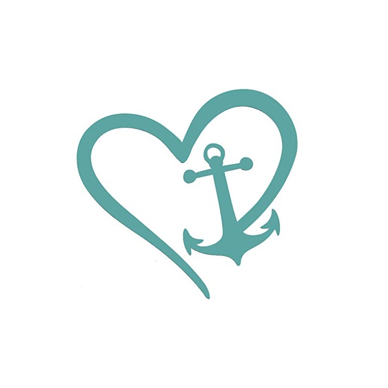 WickedGoodz Die Cut Heart Anchor Decal - Nautical Bumper Sticker