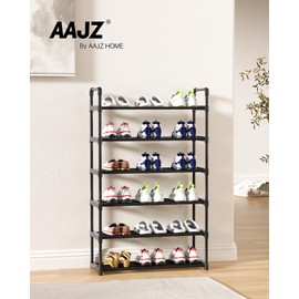 AAJZ Shoe Rack,Tall Large Capacity,Shoe Organizer, Metal Storage Shelf, for 18-21 Pairs, for Entryway,Closet, Bedroom Black (6 Tiers)