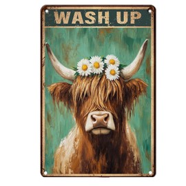CCPARTON Metal Tin Sign Wash Up Cow Vintage Metal Sign For Home Outdoor Indoor Office Bar Yard Decor 8x12 Inch