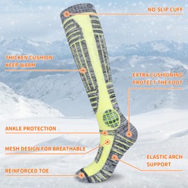 srclo Thermal Ski Socks for Men Women,Winter Thick Warm Knee High Sport Socks for Snowboard Walking Hiking Running Skiing and Outdoor Sports 2 pairs