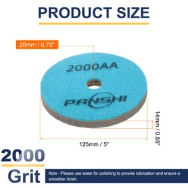 sourcing map 2pcs Diamond Sponge Polishing Pads 5" Dia 2000 Grit Emery Sand Fiber Polishing Pad Wet Use Buffing Pad for Stone Concrete Marble Grinder Polisher Buffing Wheel, Blue Grey