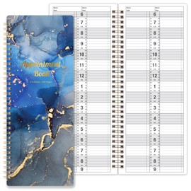 Poluma - Salon appointment book, 11.5" x 4.7", 2 Columns Undated , 6 AM - 9 PM, Twin-Wire Binding, 200 Pages for Hair Stylist - Blue