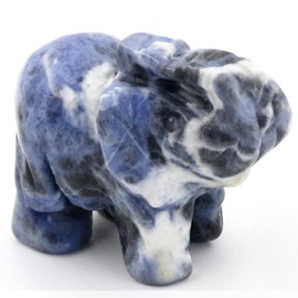 Ouubuuy Sodalite Crystal Elephant Pocket Guardian Figurine Elephant Statue 1.5 inch for Healing Reiki Spiritual Gift Cute Meditation Office Room Desk Decor