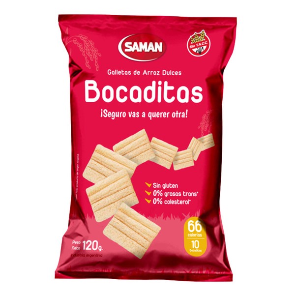 Saman Bocaditas Dulces Galletas de Arroz Dulces Sweet Sweet Rice Crackers, 120 g / 4.23 oz (pack de 3)