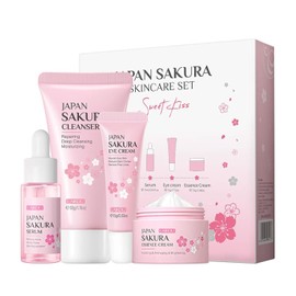 1 Pack Skin Care Set, Containing Deep Cleansing Facial Cleanser+ Hydrating Facial Cream + Skin Refining Facial Serum+Firming Eye Cream, Smoothing Fine Lines