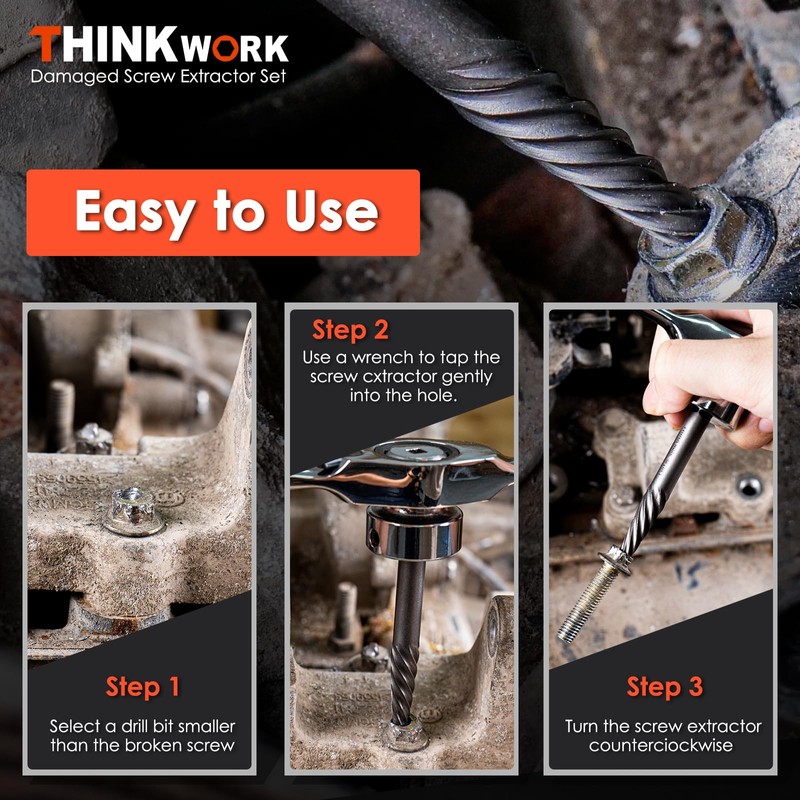 THINKWORK 13Pcs Damaged Screw Extractor Set, Easy Out Bolt Extractor