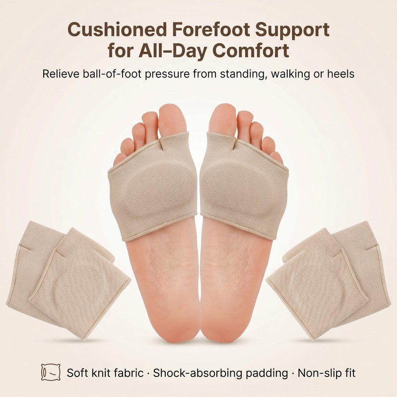 Metatarsal Pads, Ball of Foot Cushions, L Size, Skin Color,
