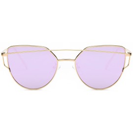 SOJOS Cat Eye Sunglasses for Women Fashion Designer Style Mirrored Lenses SJ1001 with Gold/Purple